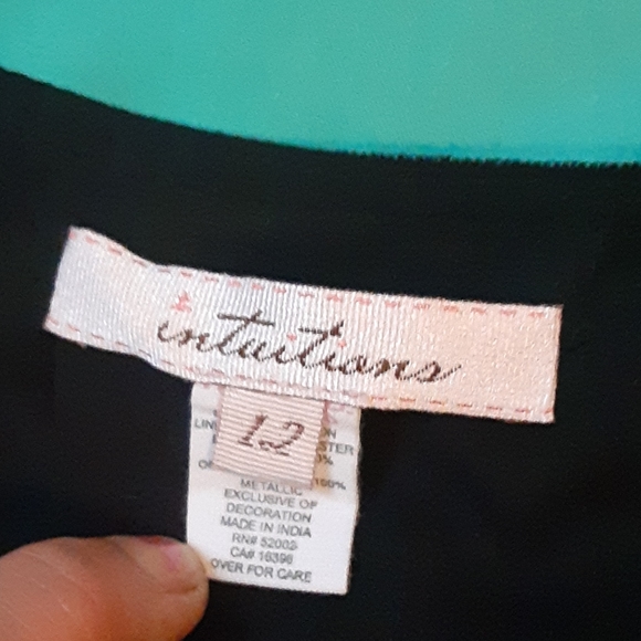 INTUITIONS  BLACK SHEER FLORAL OVERLAY SKIRT, SIZE 12 - Picture 7 of 8